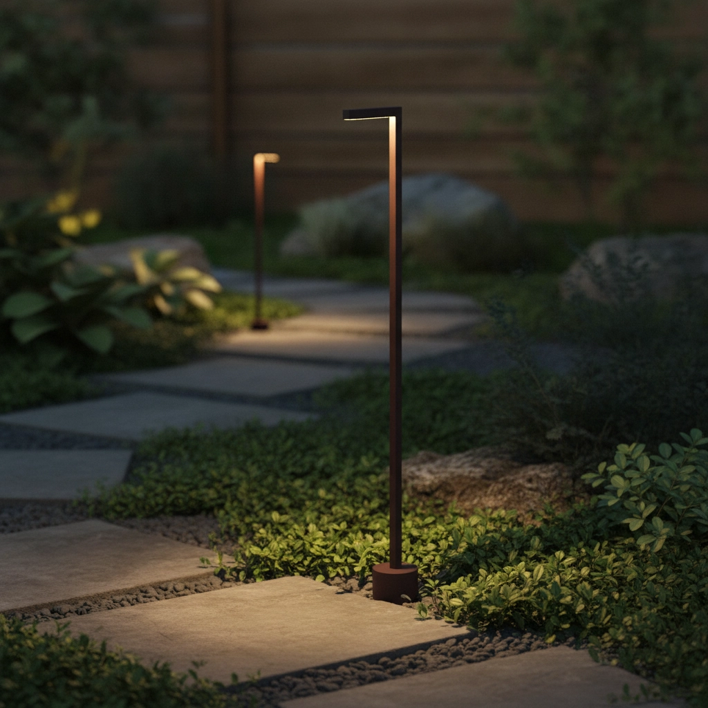Schlanke Gartenleuchte Pipe Rostbraun 94,5cm