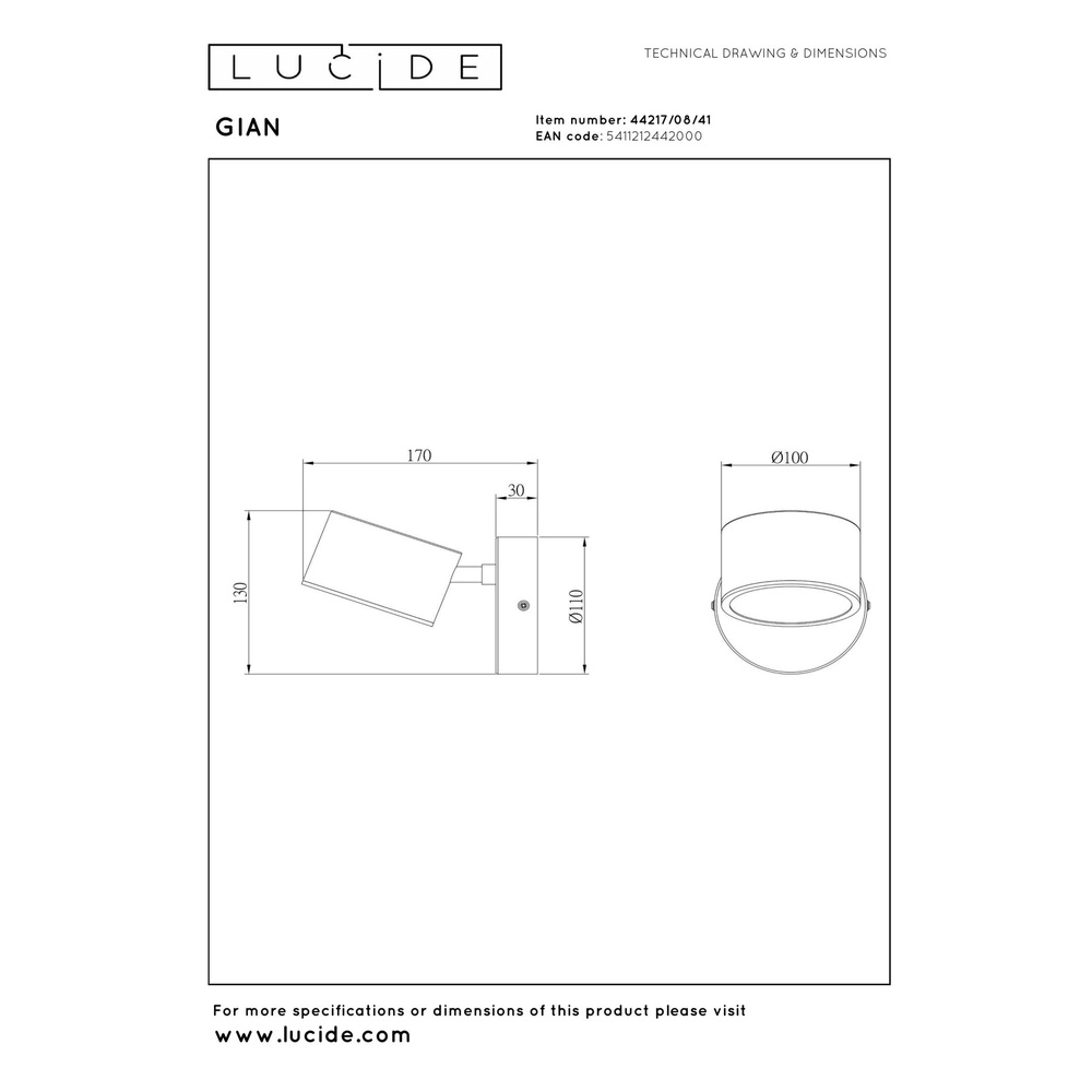Wandlampe Gian Sandbraun Lucide 5411212442000