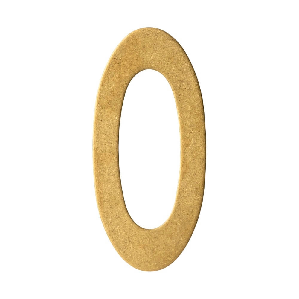 Hausnummer 0 Numbra 15cm Messing getrommelt