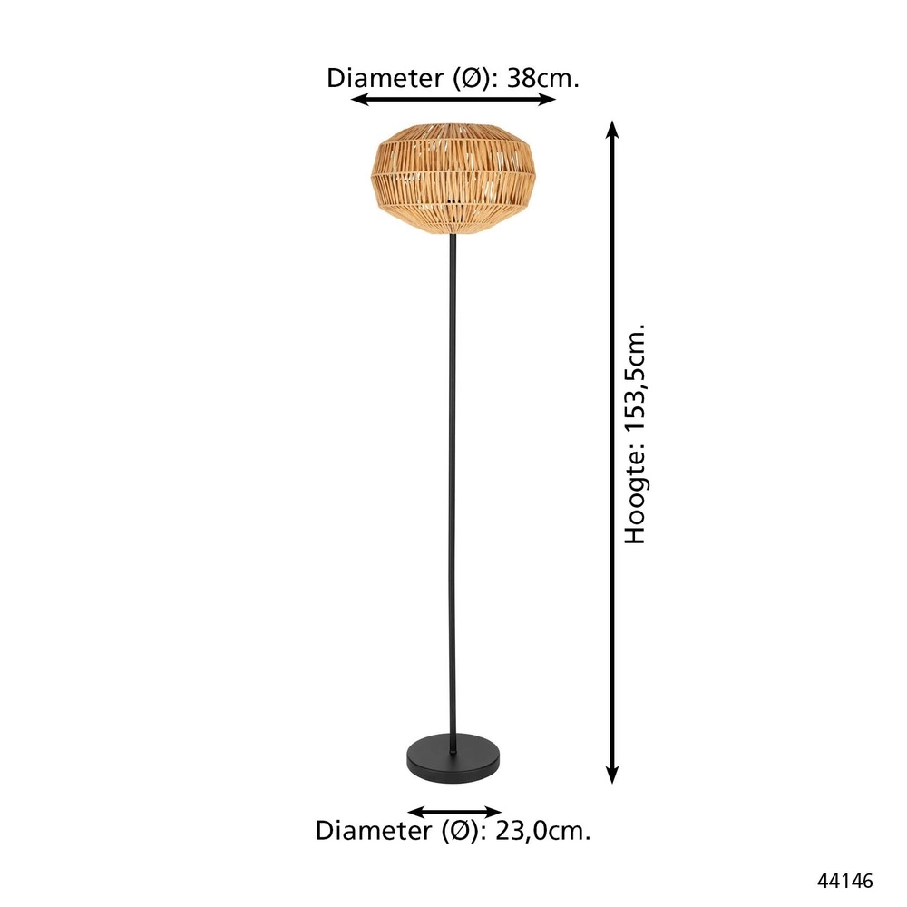 Stehleuchte aus Rattan Sheldon Ø 38cm Eglo 9008606359813