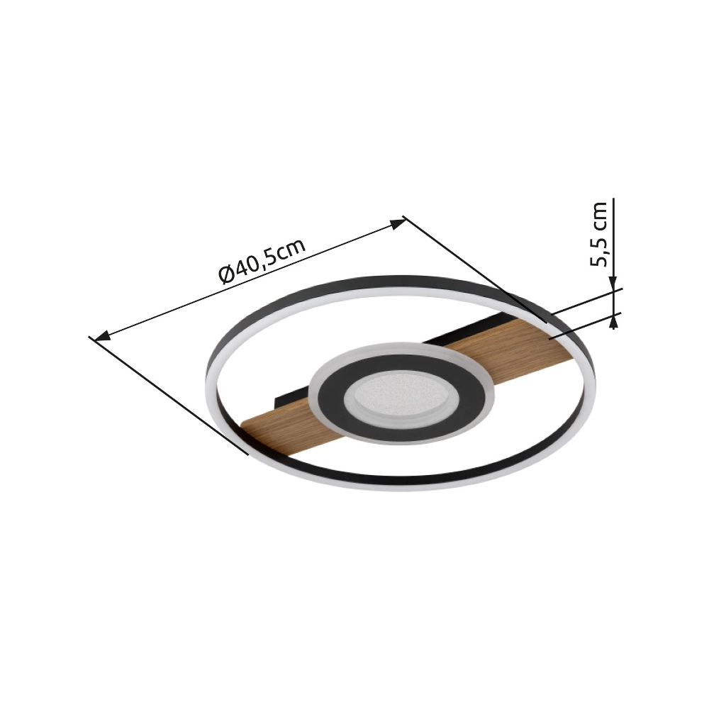 Schwarze Deckenlampe Pikara Design mit Holz Globo 9007371462711