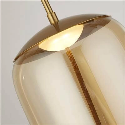 Hängelampe Glas Lisbon rotes Kupfer mit bernsteinfarbenem Zylinderglas Searchlight 5053423188355