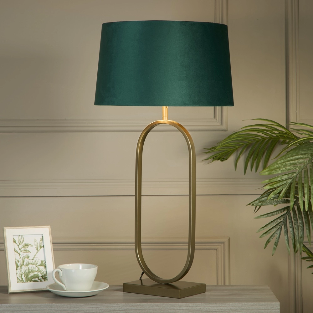 Tischlampe Modish Bronze mit Smaragdkappe Searchlight 5053423306353