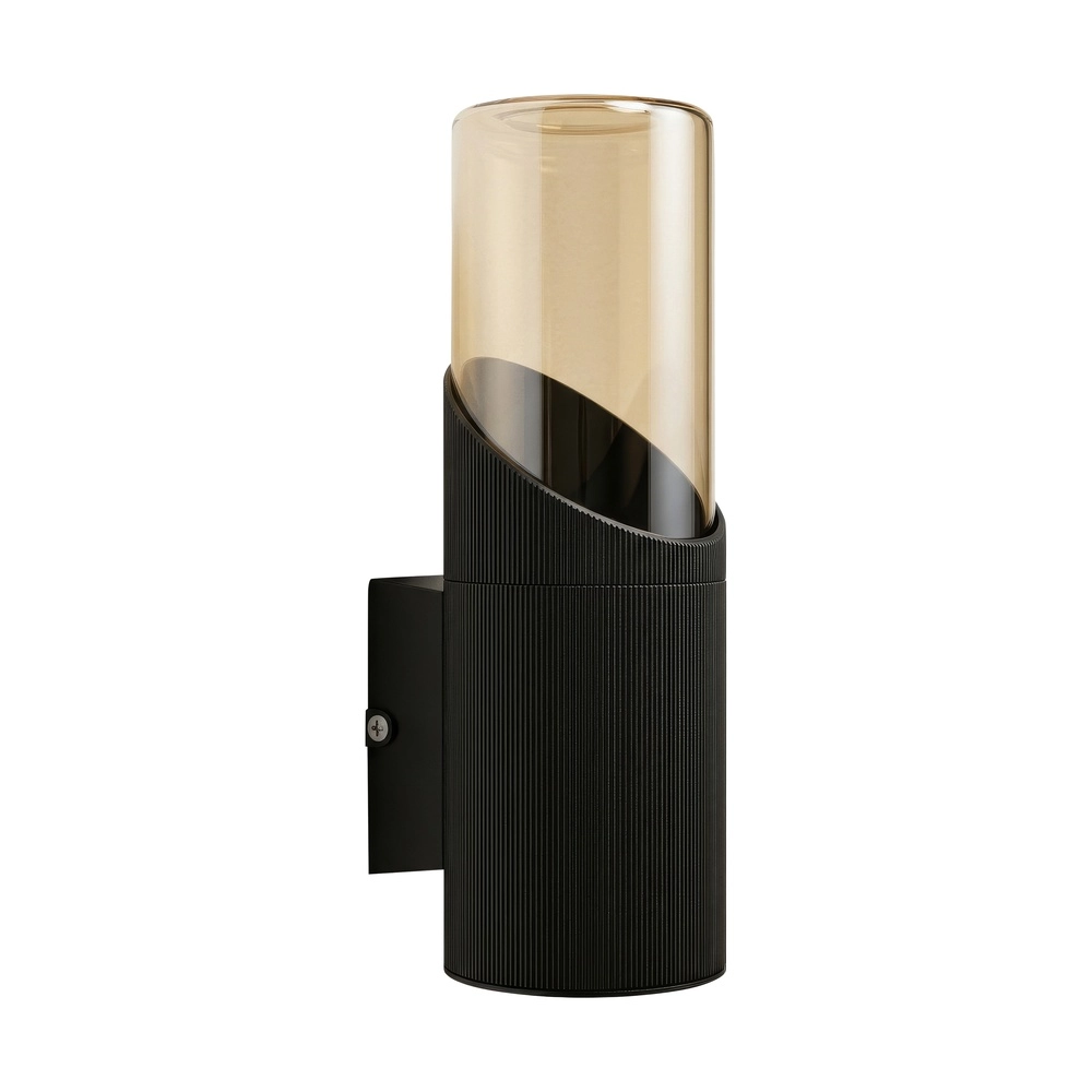 Design-Wandlampe Broadway Schwarz mit bernsteinfarbenem Glas-Single Searchlight 5,05342E+12