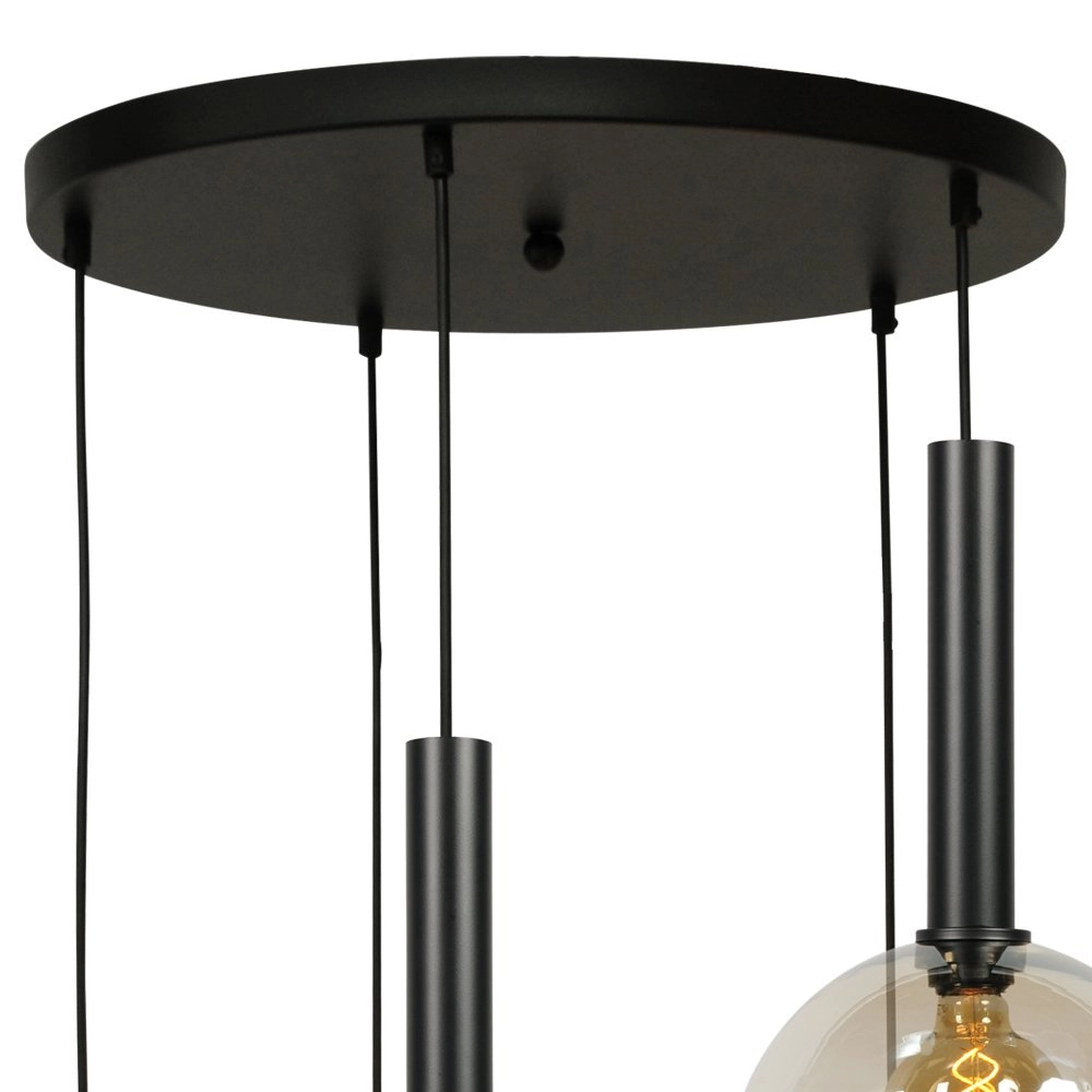 Schwarze Hängelampe Bella 5 Lichter mit Glaskolben Masterlight 8718121255798