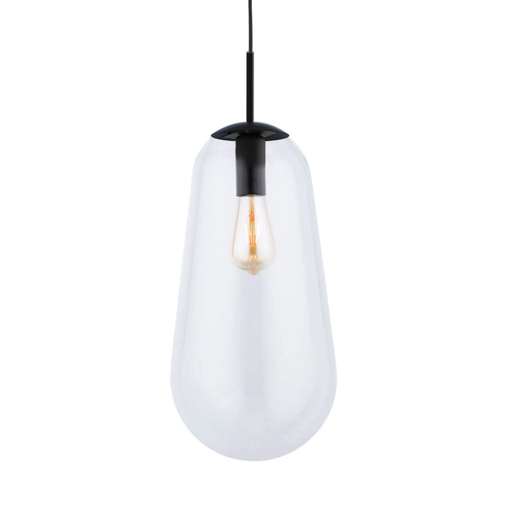 Ø 22cm Hängelampe Pear Large schwarz mit klarem Glas Lyora 5903139779791