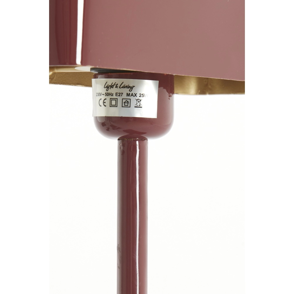 Nachttischlampe Elenie 25x13 cm – glänzendes Burgunderrot Light & Living 8717807818821
