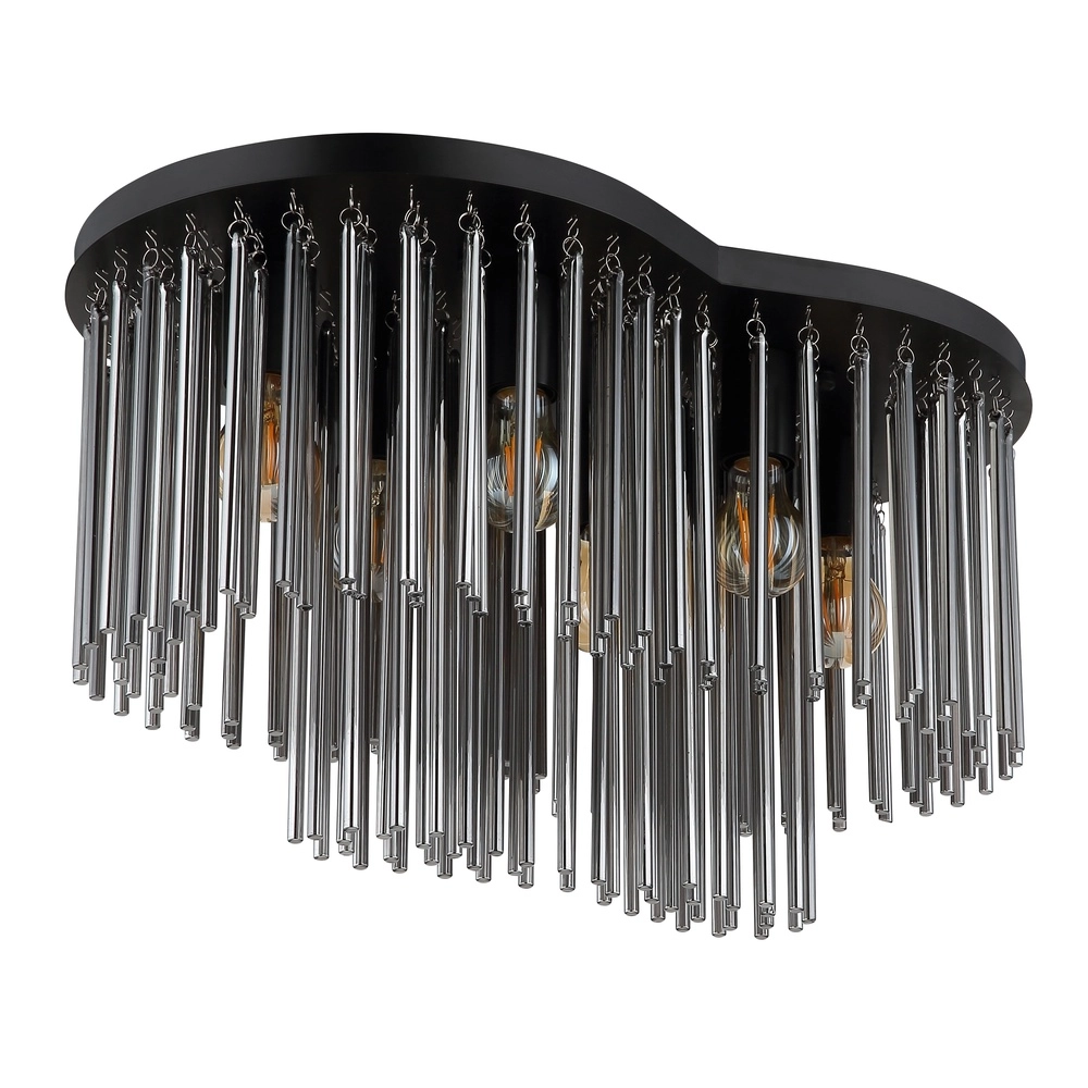 Deckenlampe Gorley Schwarz mit Glasstangen Globo 9007371528622