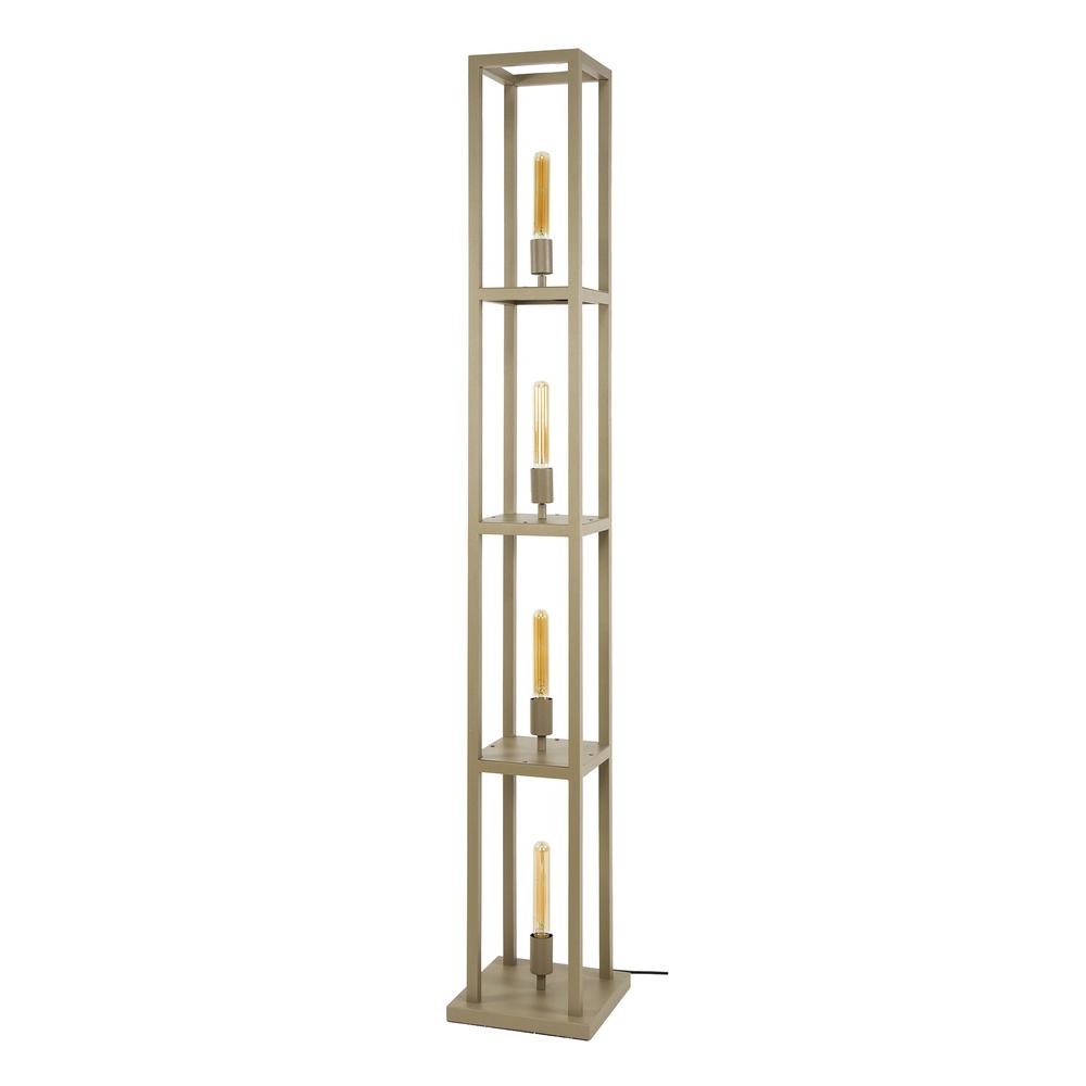 Sandbraune Stehlampe Quadra Japandi – 4x E27 Lyora 8716803511439