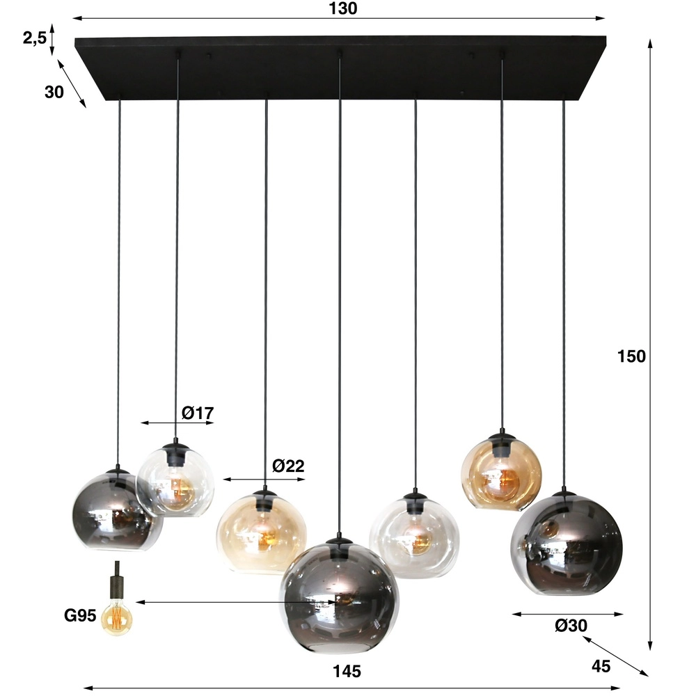 Pendellampe mit 7 Glasschirmen Multi Lyora 8716803512276