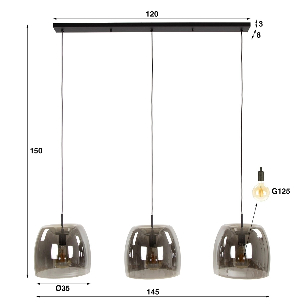 Esstisch-Pendellampe Drift 3x Ø 35cm Lyora 8716803512740