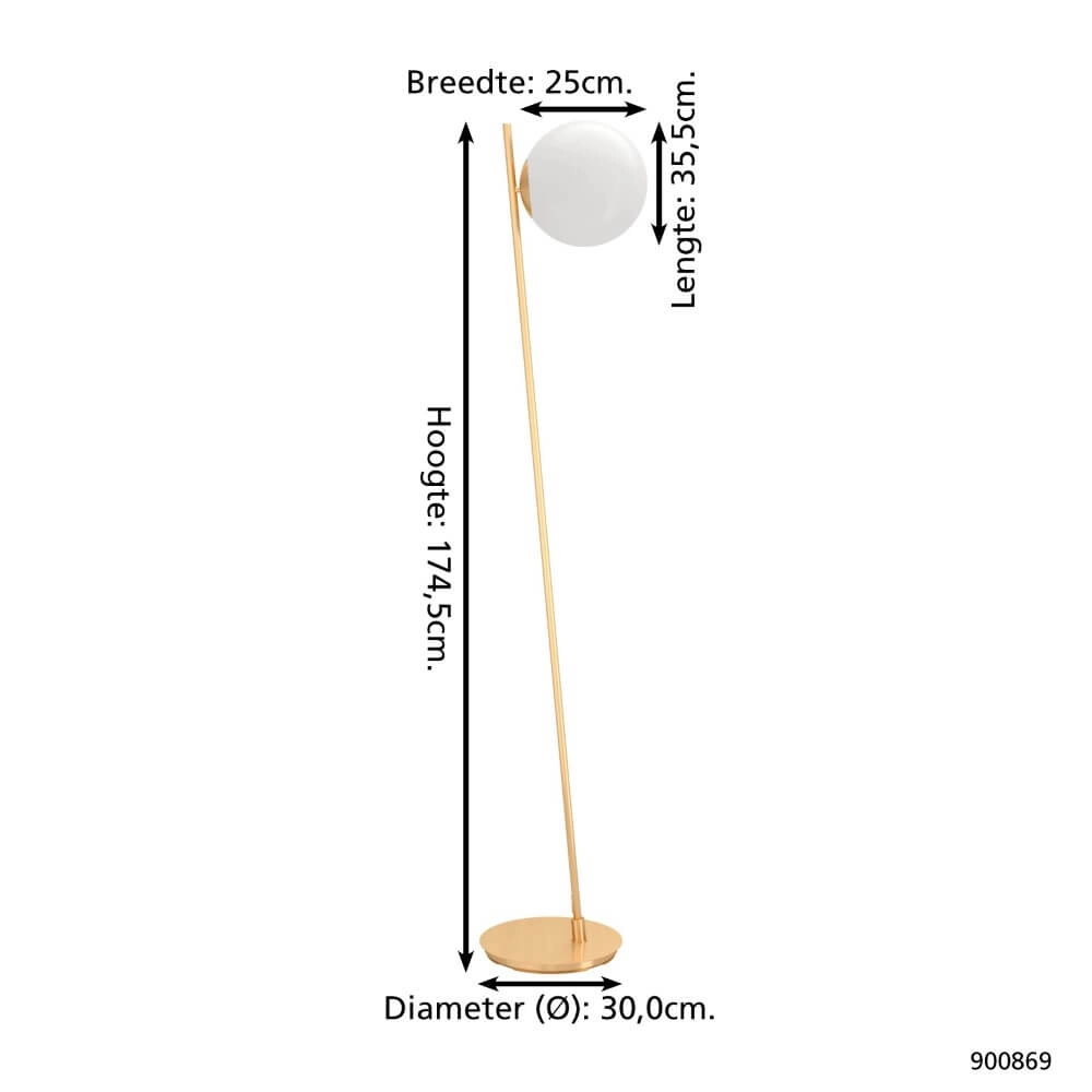 Stehlampe Rondo 4 Gold mit weißer Kugel Eglo 9008606274451