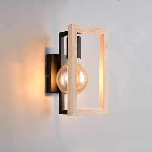 Design-Wandlampe Bano Schwarz mit Holz