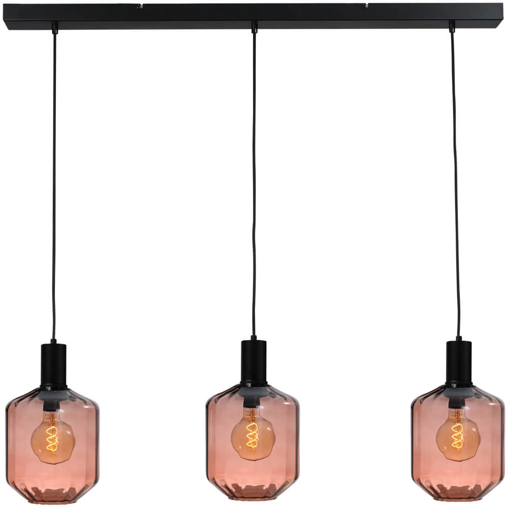 3-flammige Hängelampe - schwarz - Porto mit roten Jagger-Brillen – Ø 24 cm
