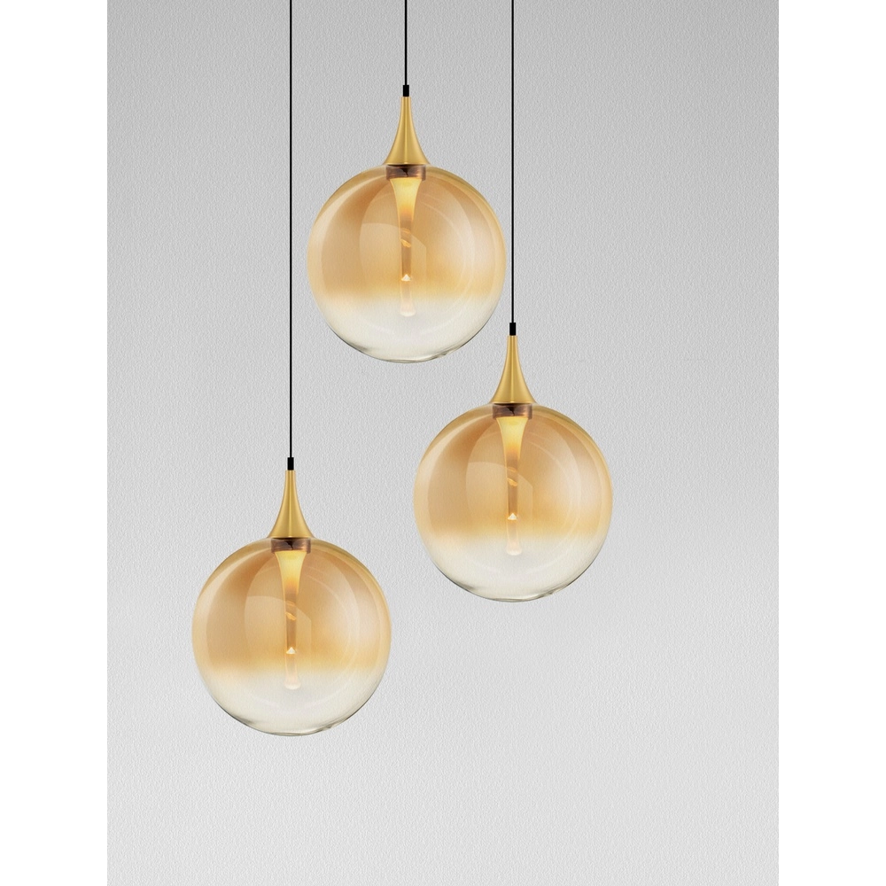 Pendelleuchte Orenda 3-flammiges Braunglas