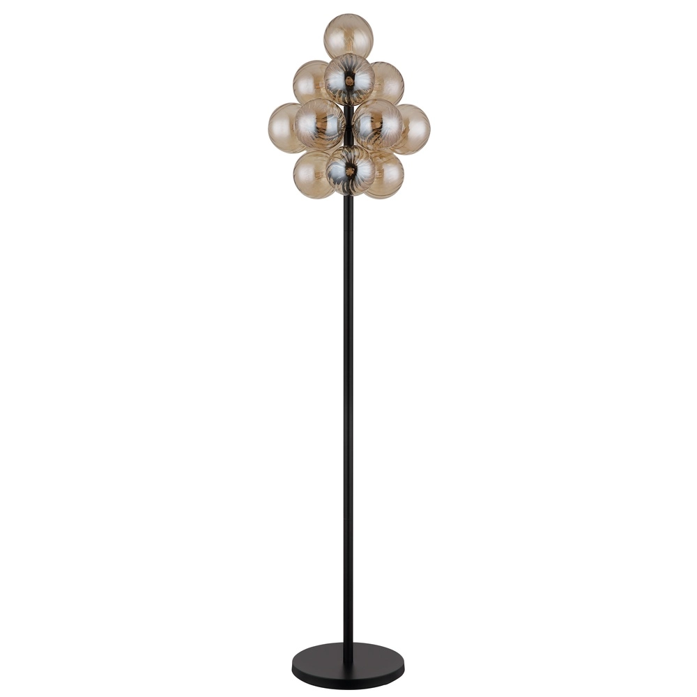 Schwarze Stehlampe Conor mit Bernsteinglas Globo 9007371512171