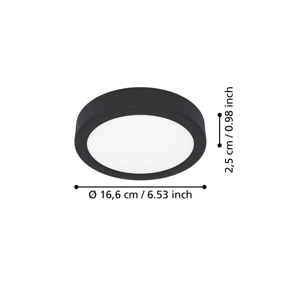 LED-Deckenlicht Fueva 6 rund – schwarz – Ø 16,6 cm Eglo 9008606330065