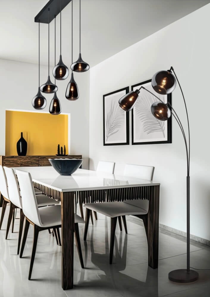 Hängelampe mit 6 Leuchten Lumina mit Rauchglas Trio 4017807542295
