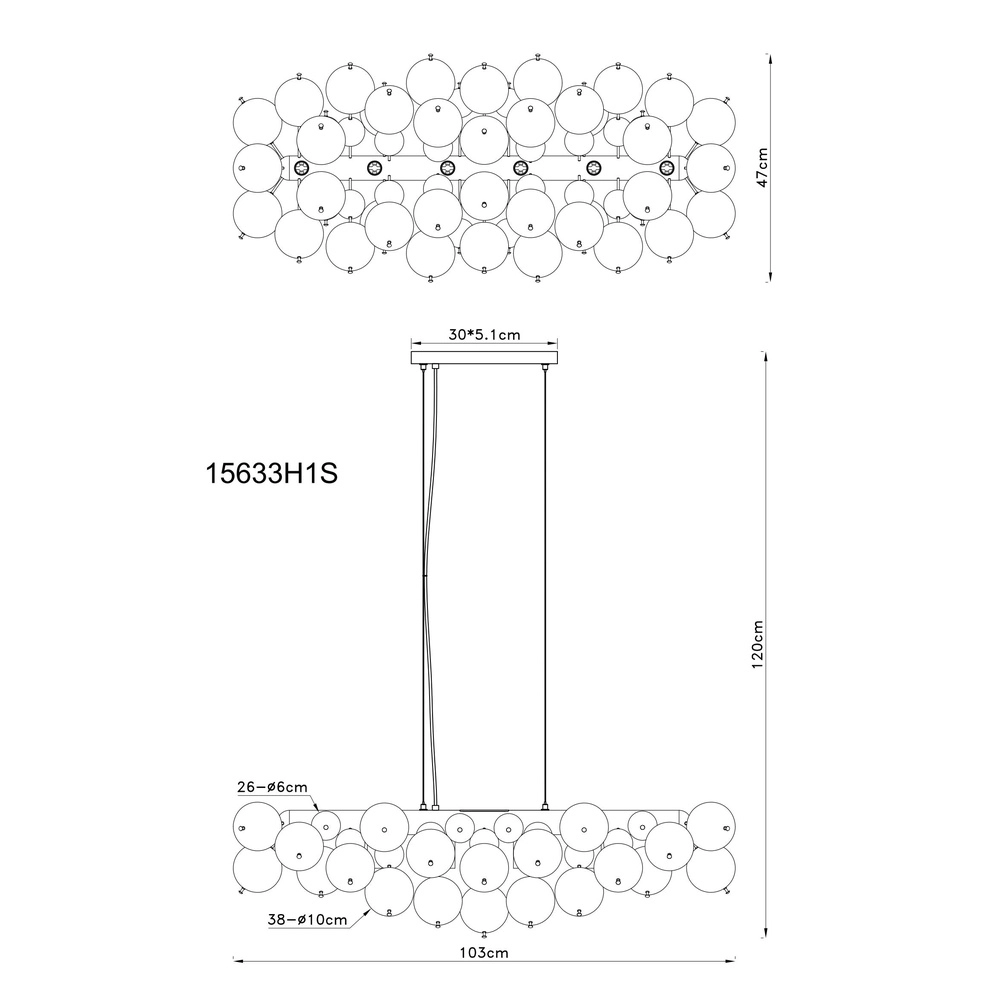 Einzigartige Pendellampe Udo Rauchglas 100 cm Globo 9007371471263