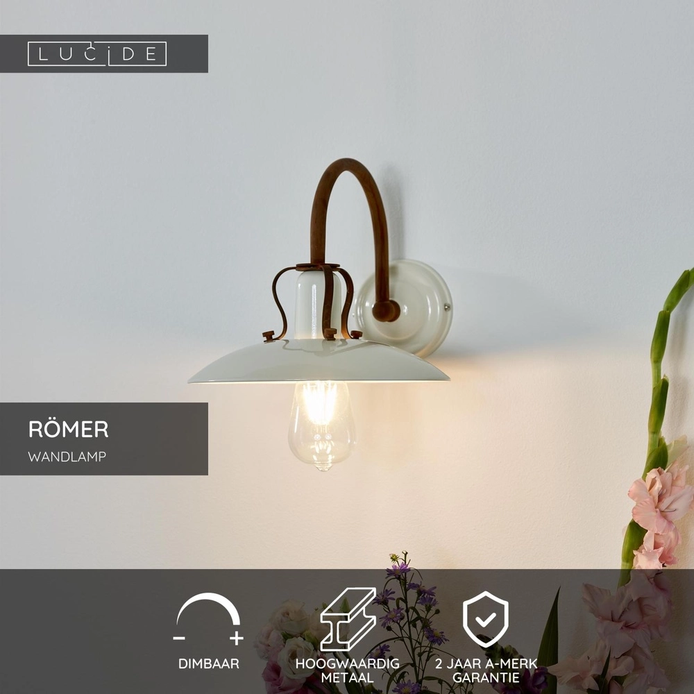 Klassische Wandlampe RÃ¶mer Beige Lucide 5411212302144