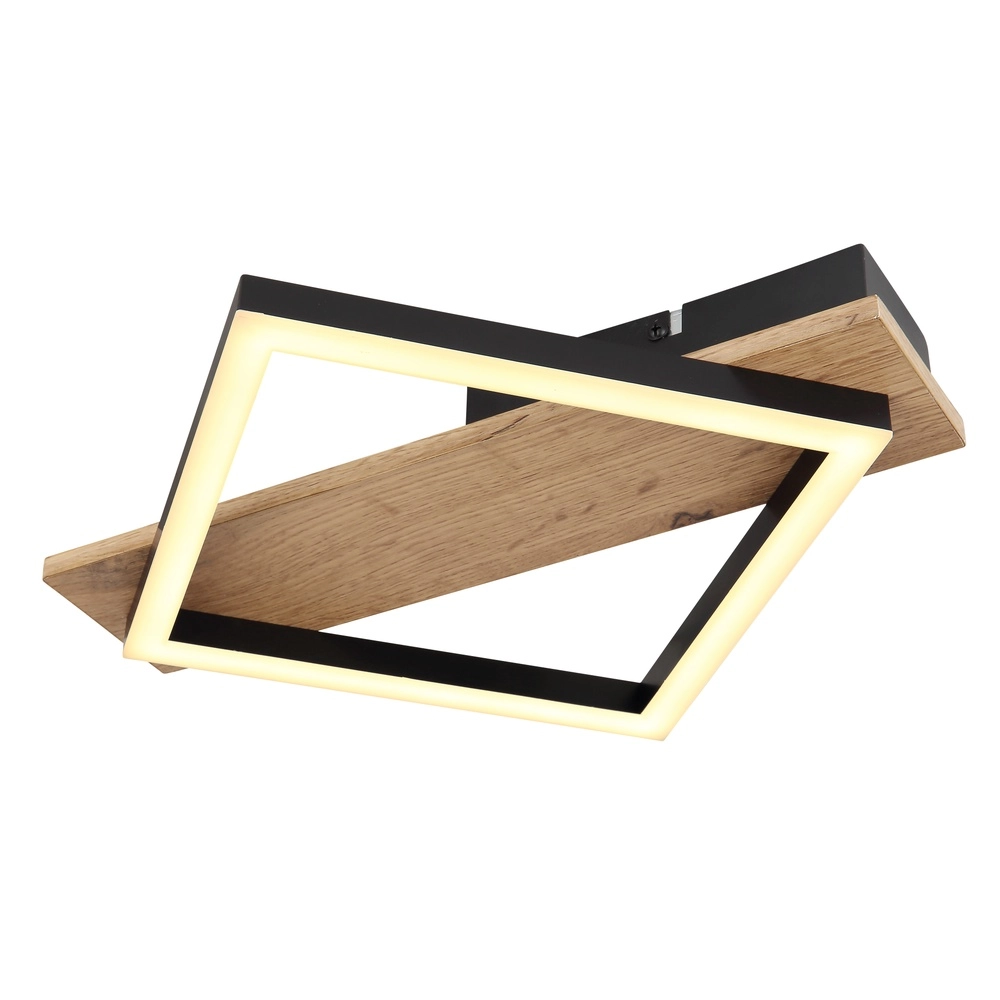 Deckenlampe Beatrix 33 cm quadratisch schwarz mit Holz
