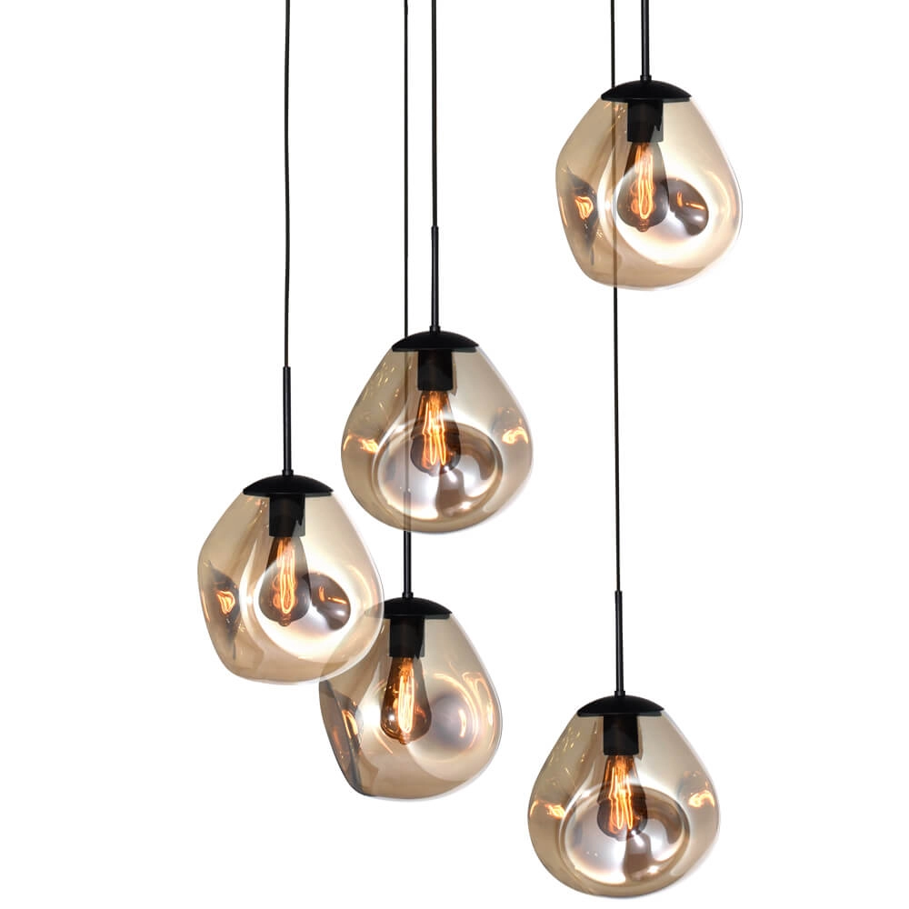 Vide-Hängelampe Lava 5x Goldglas Ø 24cm Masterlight 8718121286570