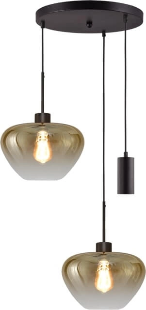 3-flammige Pendelleuchte Genua schwarz mit 2x Goldglas Ø 29cm und 1 Anhänger
