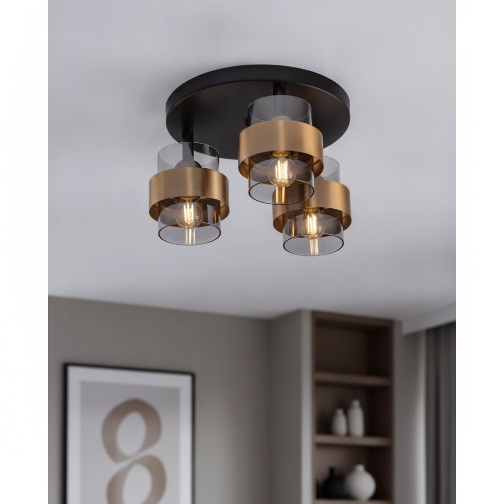Deckenlampe Sianna Ø 37cm schwarz mit gold