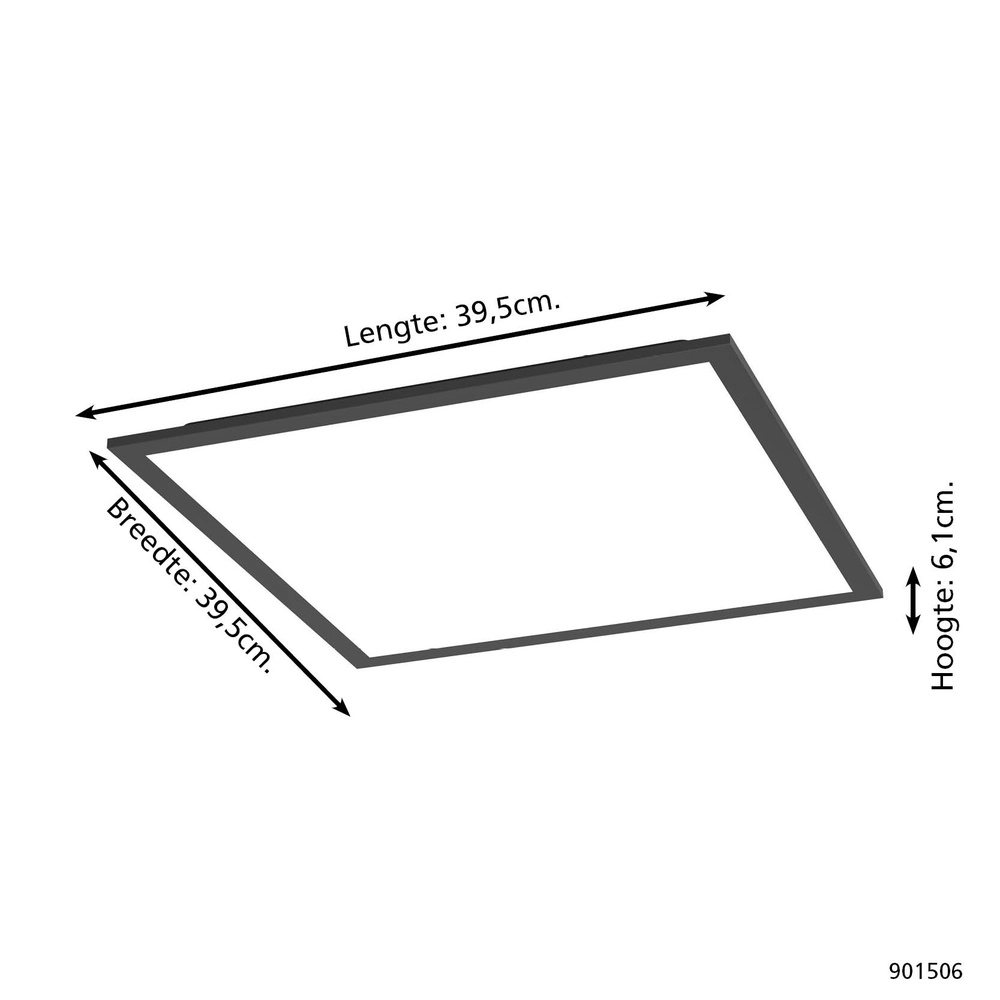 Smarte Deckenleuchte Moradillo-Z schwarzes Quadrat 39,3cm Eglo 9008606342112