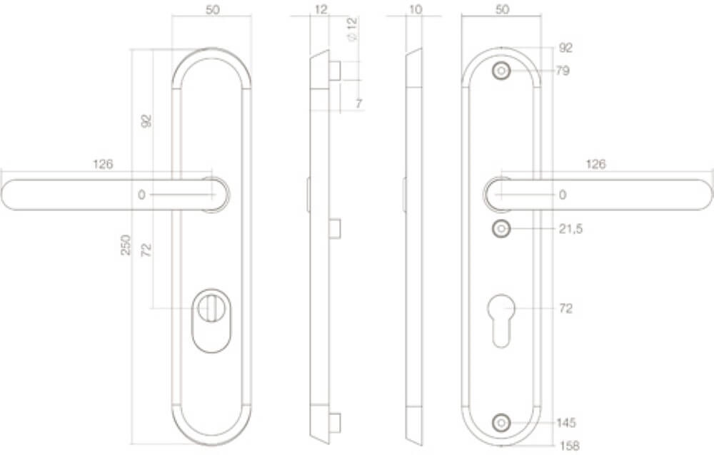 Hintertür-Hardware Aurano Kernzugschutz oval PC 72mm Edelstahl Intersteel 8714186394793