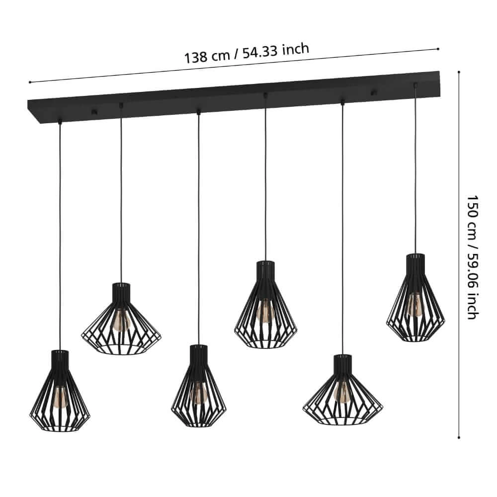 Hängelampe aus Draht Basidano 6x E27 Stars of Light 9008606239030