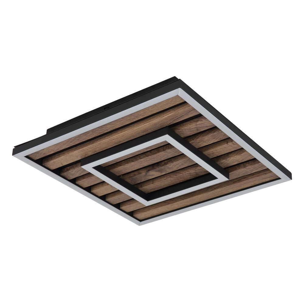 Deckenlampe Woody schwarz mit Holz Quadrat 30cm Globo 9007371507573