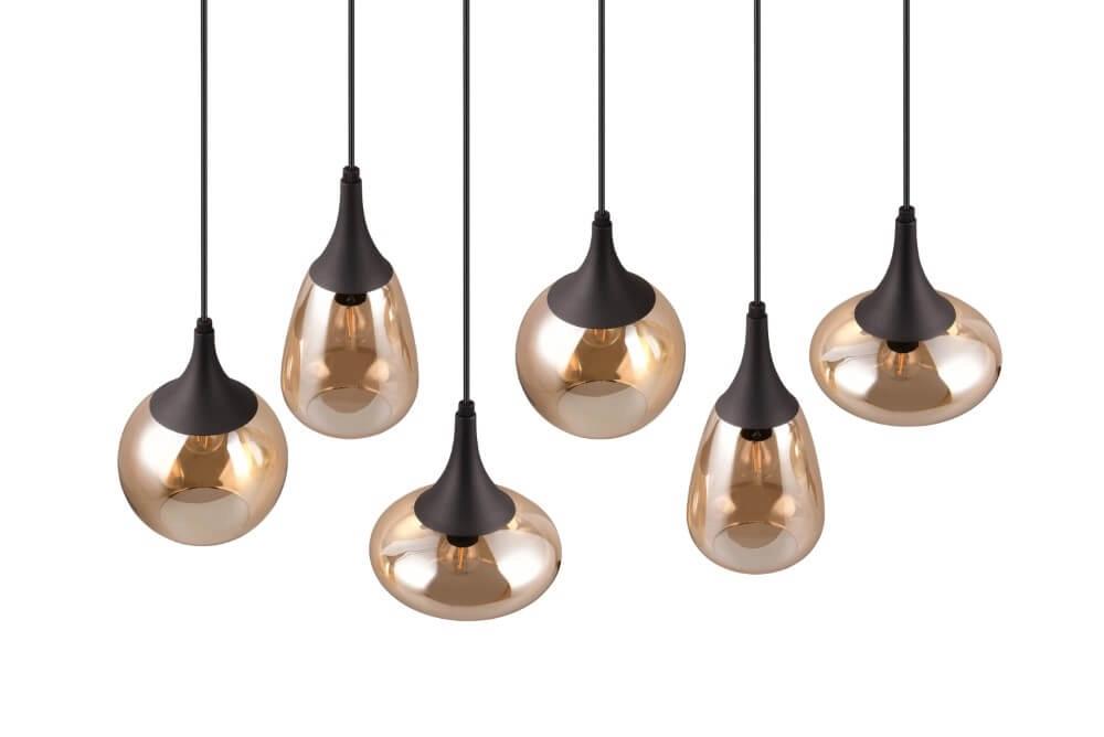 Hängelampe mit 6 Leuchten Lumina mit Braunglas Trio 4017807577730