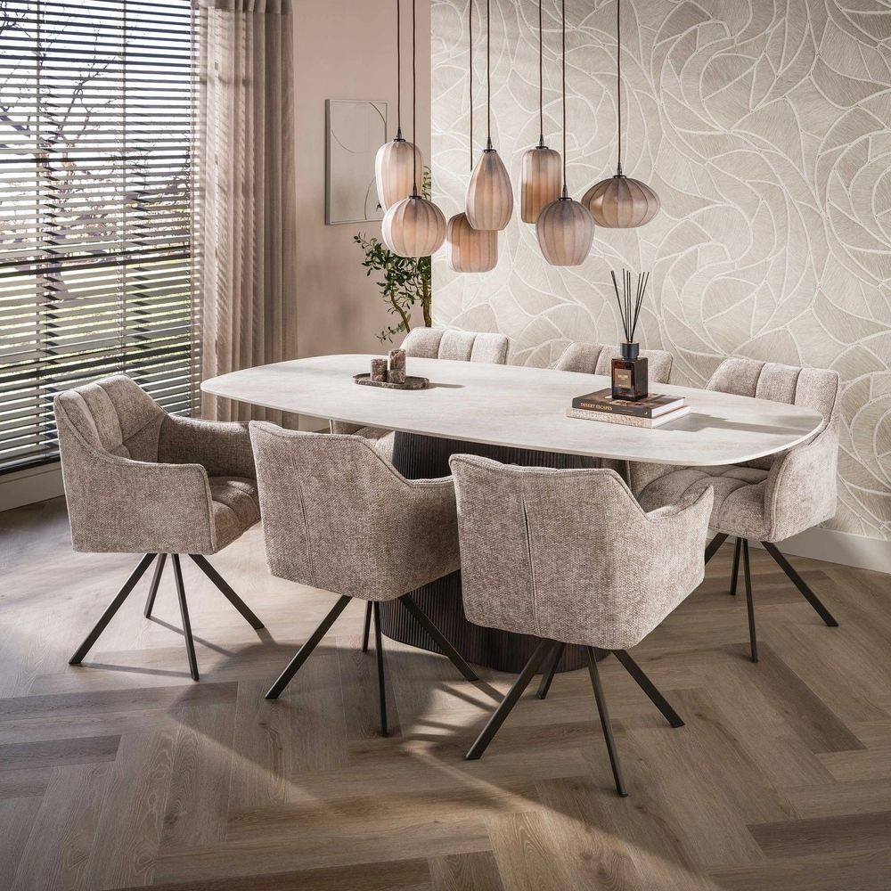 7-Licht Pendellampe Altura Sienabraun mit mattiertem Glas Lyora 8716803514874