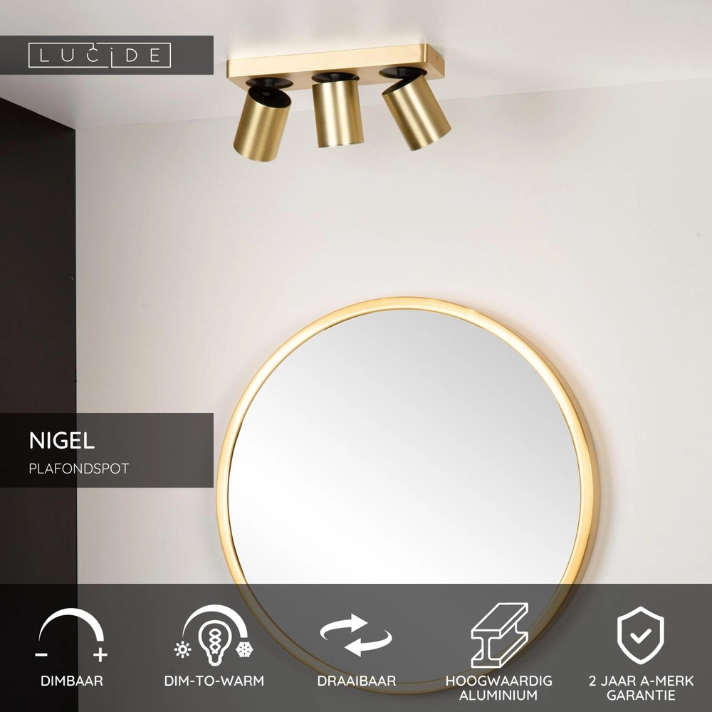 Deckenscheinwerfer Nigel 3-Licht Gold Lucide 5411212092991