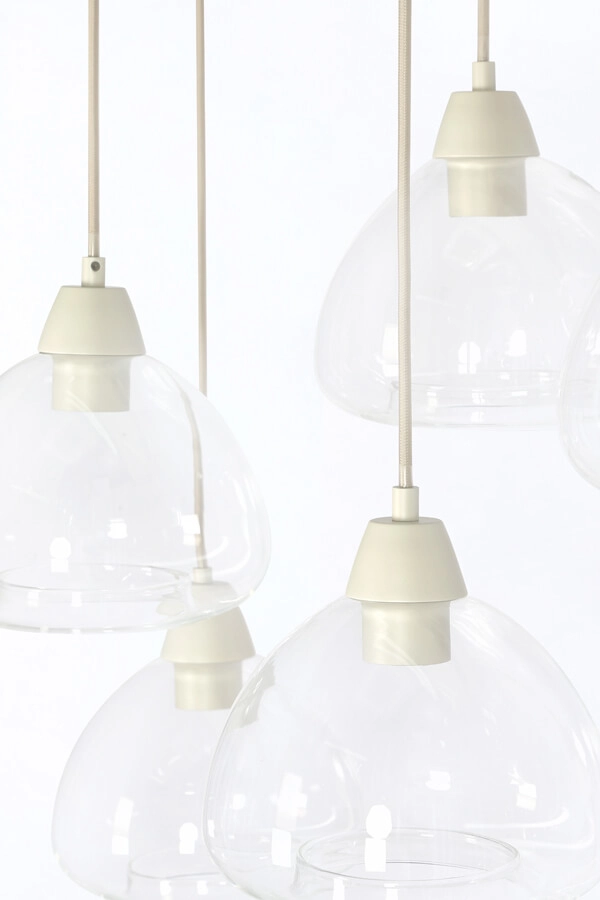 10-flammige Pendelleuchte Bisho cremefarbenes Design 120cm Light & Living 8717807743338