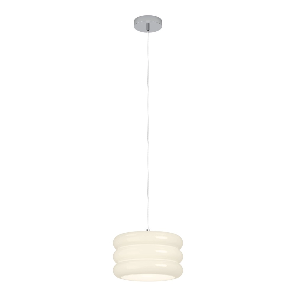 Design-Pendellampe Tortora Chrom mit weißem Ø 30cm