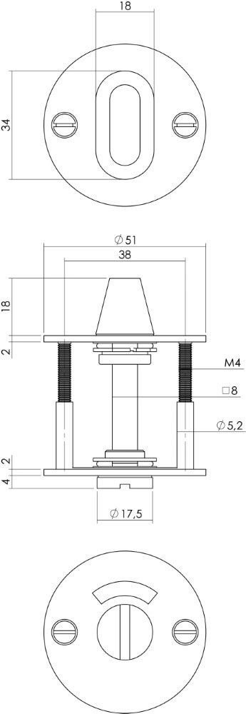 Verschluss der Toilette Tira mit Fenster schwarzes Schraubenloch Intersteel 8714186458310