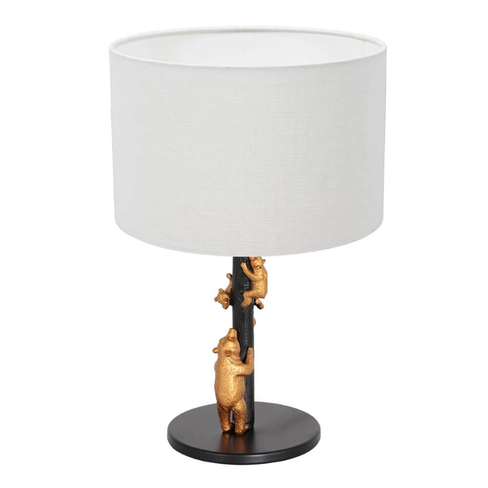 Designer-Tischlampe Animaux mit sandfarbenem Leinenschirm