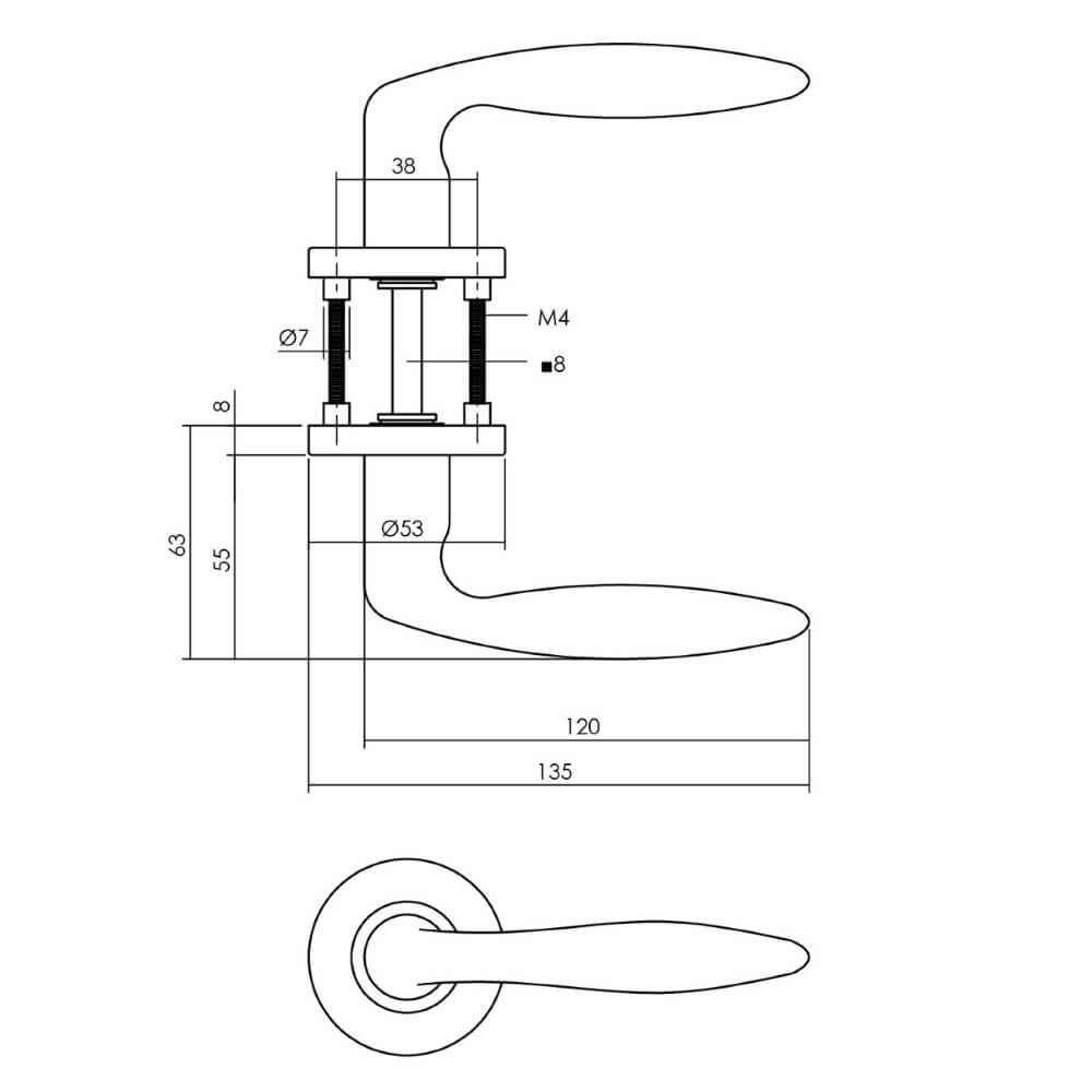 Komplettes Türdrücker-Set Jupiter Toilette aus Edelstahl Intersteel 8714186634585
