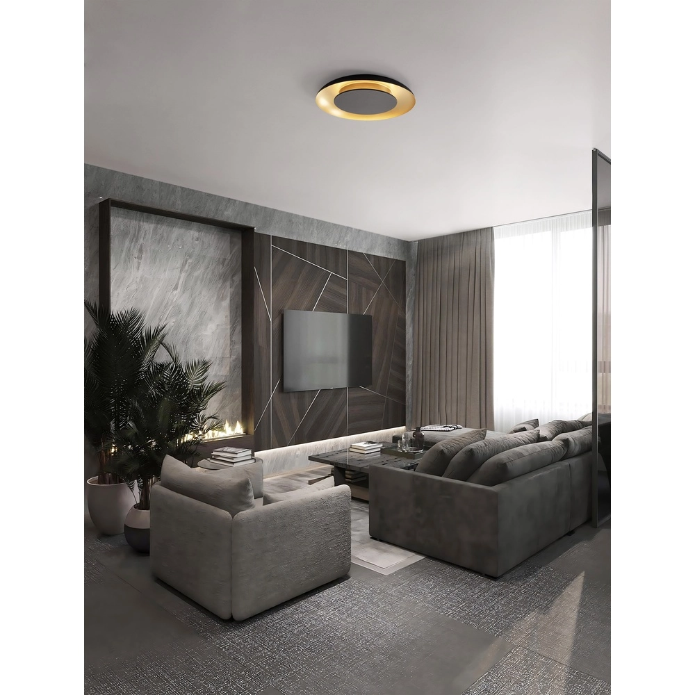 Design-Deckenleuchte Epos Ø 60cm schwarz mit gold Lyora 5212017463210