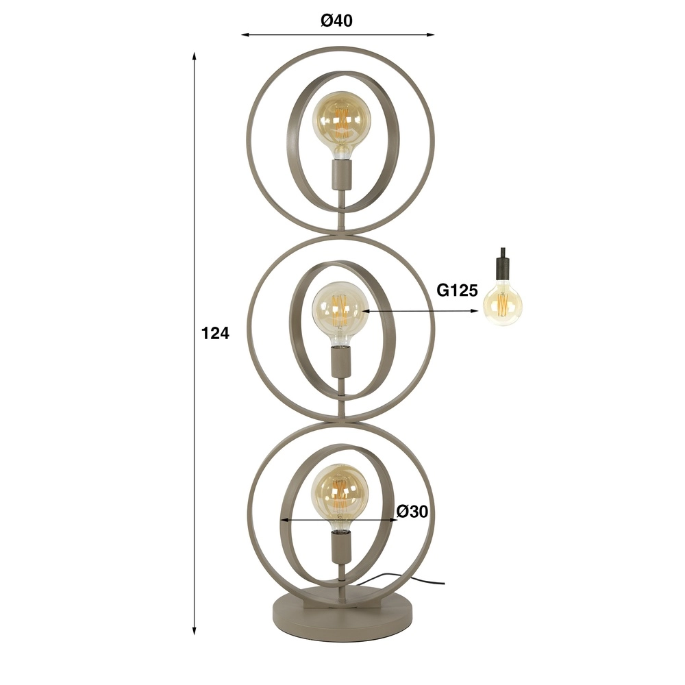 3-Licht Sand-Bodenlampe Turn E27 - Ø 40cm Lyora 8716803513075
