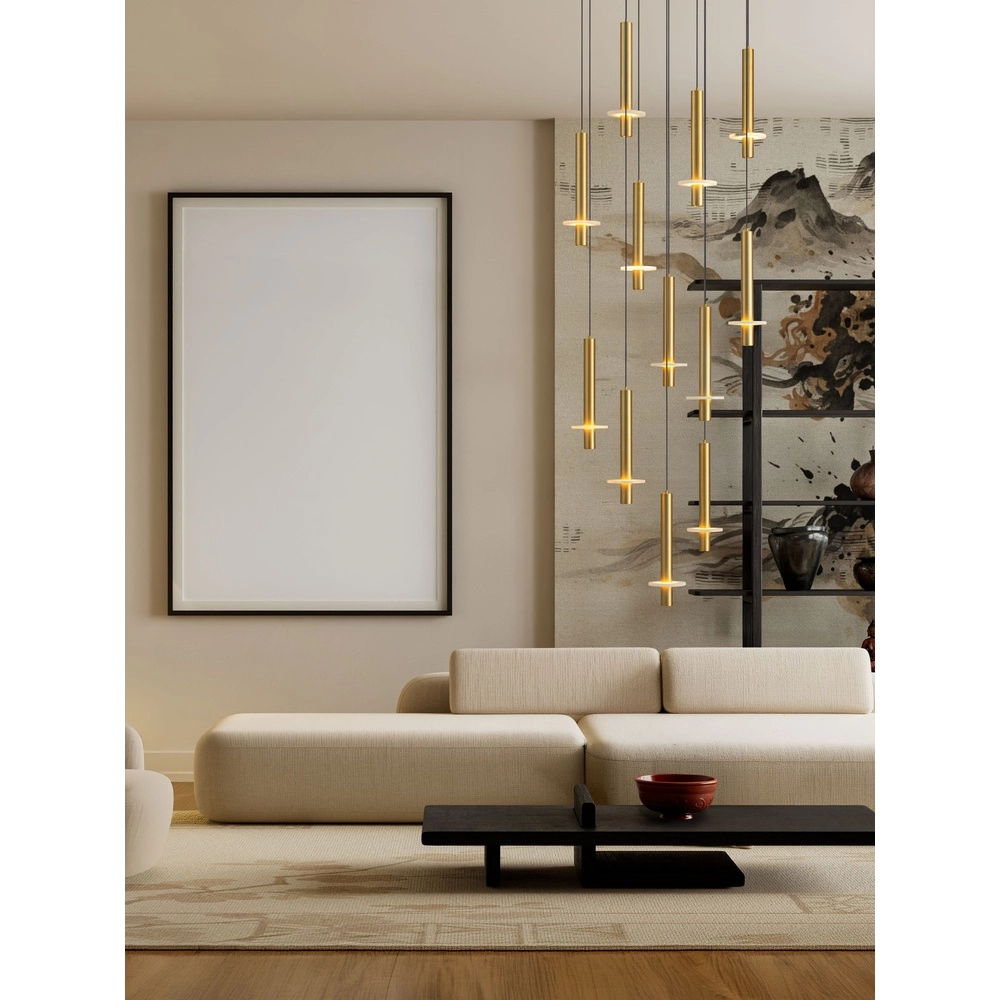 Design-Pendellampe Noemi Gold mit weißem Ø 62 cm