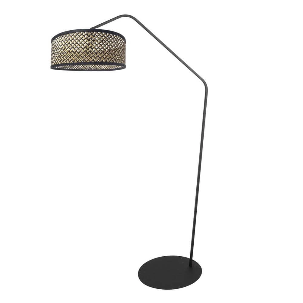 Stehlampe Zig-Zag schwarz mit Rattanschirm Ø 40cm Steinhauer 8712746179194