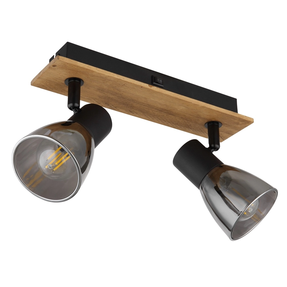 Deckenlampe Claude 2-helliges Schwarz mit Holz Globo 9007371443208