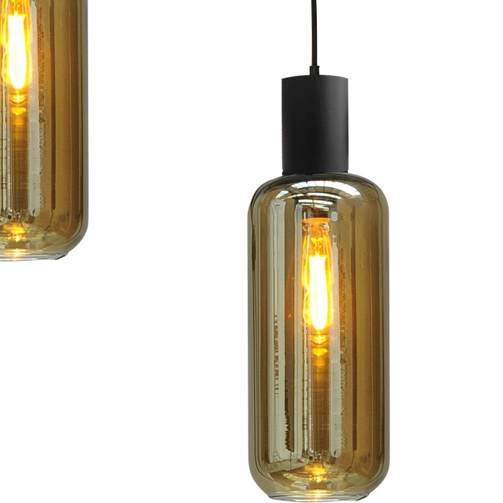 Schwarze Esszimmer-Hängelampe Bounty 5-flammiges zylindrisches Glas Masterlight 8718121248486