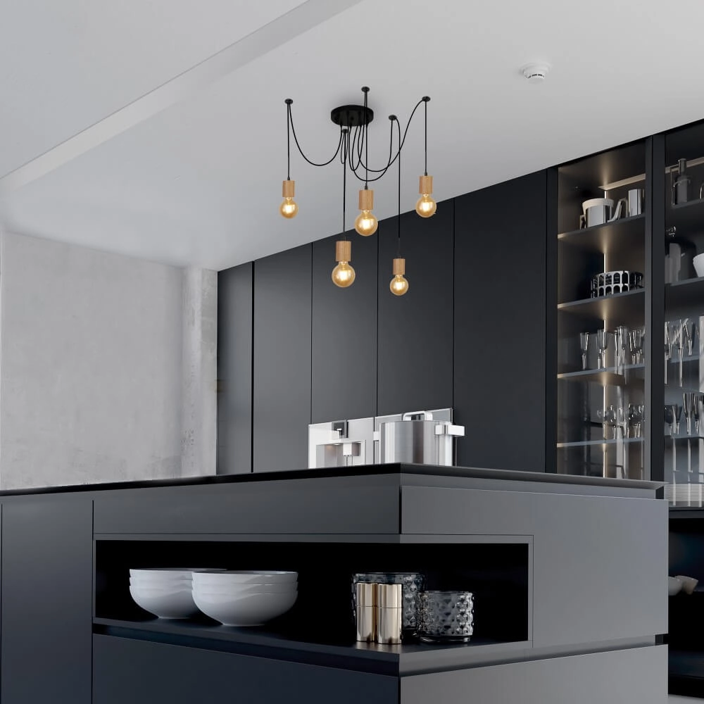 Esstischlampe aus Holz Spinny Searchlight
