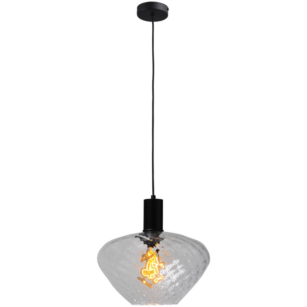 Hängelampe schwarz Porto mit Blossom Klarglas - Ø 30cm Masterlight 8718121269313