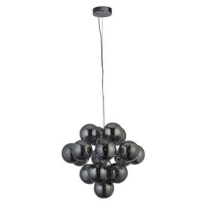 Hängelampe Glas Berry Globe 17-flammig schwarz mit Rauchglas Searchlight 5053423190471