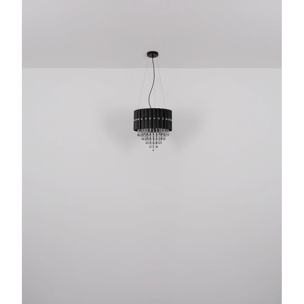 Pendellampe Eleos Schwarz mit Kristall Globo 9007371528431